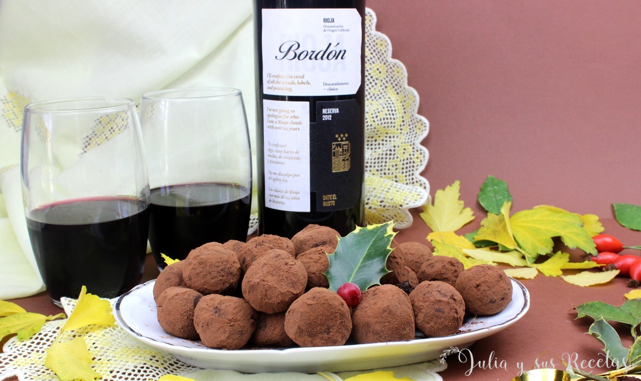 trufas al vino plato mesa