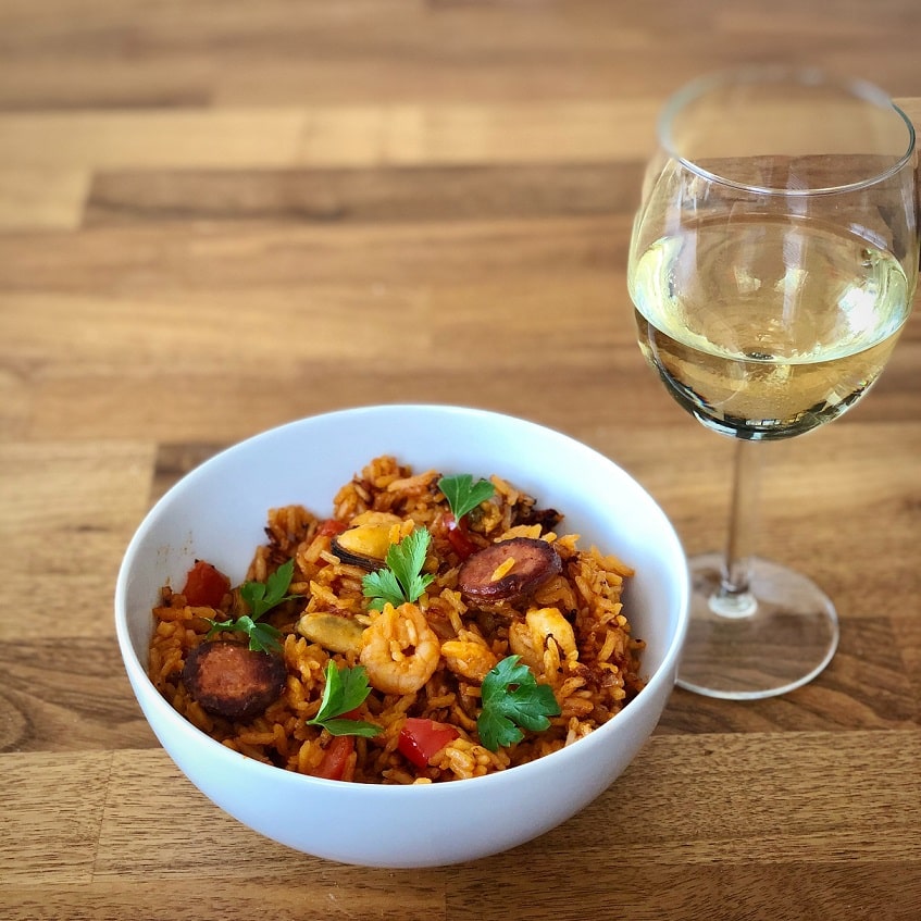 vino blanco arroz
